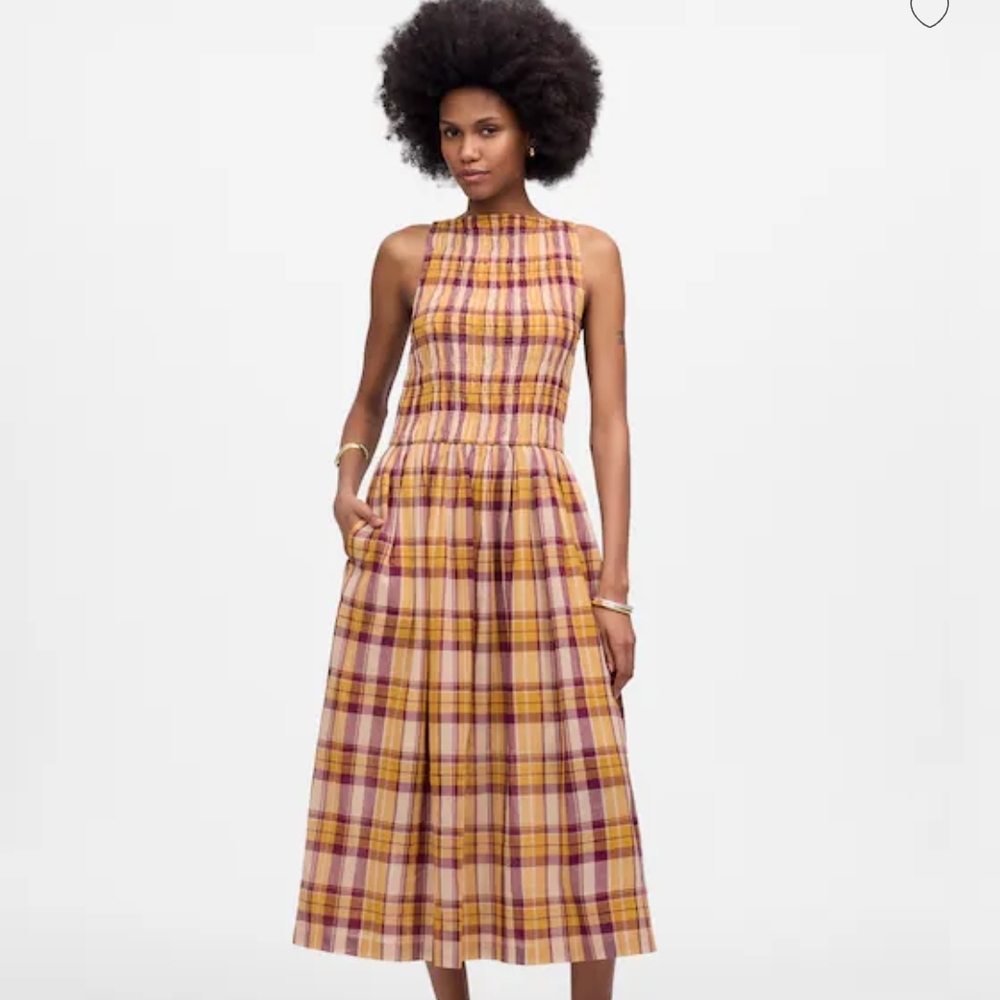 NWT Madewell Plaid Sleeveless Midi Dress